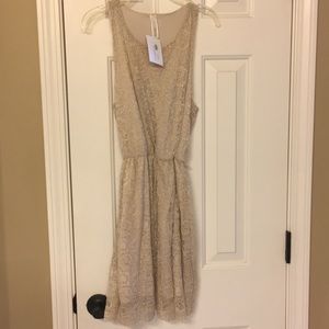 Boutique brand floral lace cream dress